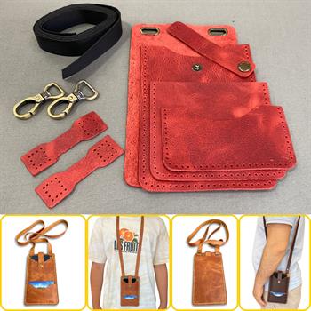 Salda Askılı Mini Çanta, Hakiki Deri Telefon Kılıflı Kartlıklı Cüzdan Tipi Çanta