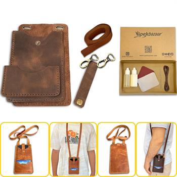 Salda Askılı Mini Çanta, Hakiki Deri Telefon Kılıflı Kartlıklı Cüzdan Tipi Çanta