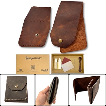 Sille DIY Deri Para Cüzdanı, Hakiki Deri Erkek Kadın Cüzdan Kartlık Kendin Yap Seti