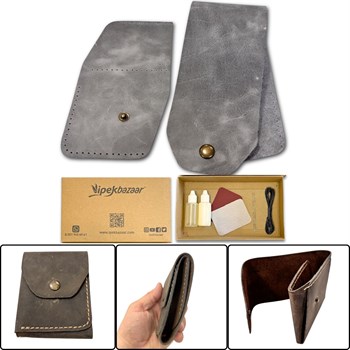 Sille DIY Deri Para Cüzdanı, Hakiki Deri Erkek Kadın Cüzdan Kartlık Kendin Yap Seti