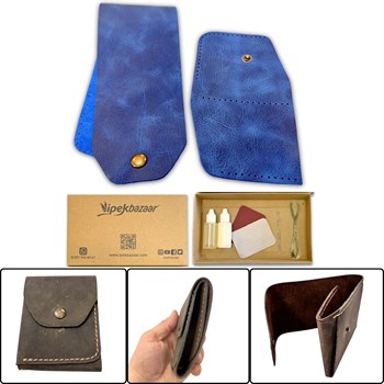 Sille DIY Deri Para Cüzdanı, Hakiki Deri Erkek Kadın Cüzdan Kartlık Kendin Yap Seti