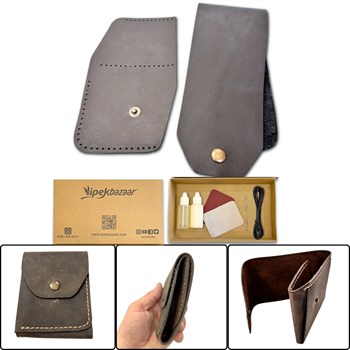 Sille DIY Deri Para Cüzdanı, Hakiki Deri Erkek Kadın Cüzdan Kartlık Kendin Yap Seti