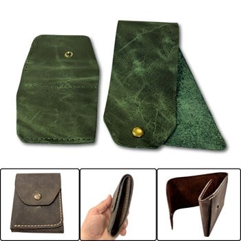 Sille DIY Deri Para Cüzdanı, Hakiki Deri Erkek Kadın Cüzdan Kartlık Kendin Yap Seti