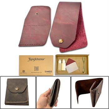Sille DIY Deri Para Cüzdanı, Hakiki Deri Erkek Kadın Cüzdan Kartlık Kendin Yap Seti