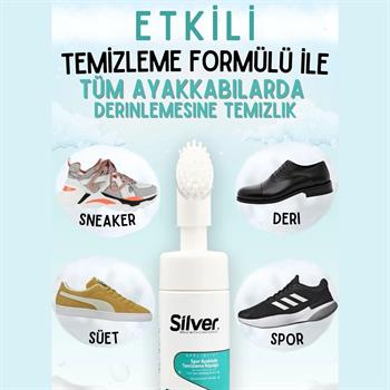 Silver Ayakkabı Bakım ve Temizleme Köpüğü, Fırça Başlıklı, 150 ml