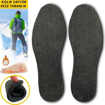Siyah Saf Yün Keçe Tabanlık, Kışlık Bot Ayakkabı Tabanı 9 mm, 1 Çift