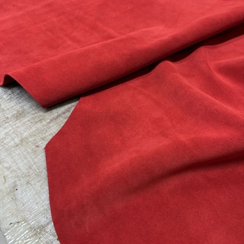 Süet Dana Derisi Kırmızı 1.4-1.6 mm, Deri Hobi İçin Hakiki Parça Deri 