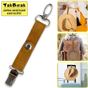 TakBırak Şapka & Aksesuar Askı Klipsi, Hakiki Deri & Metal Aparat Valiz Çanta Askısı Aksesuarı