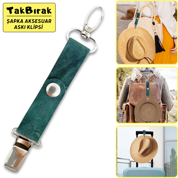 TakBırak Şapka & Aksesuar Askı Klipsi, Hakiki Deri & Metal Aparat Valiz Çanta Askısı Aksesuarı