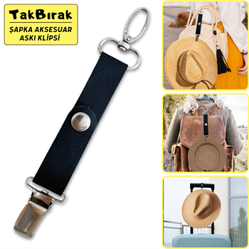 TakBırak Şapka & Aksesuar Askı Klipsi, Hakiki Deri & Metal Aparat Valiz Çanta Askısı Aksesuarı