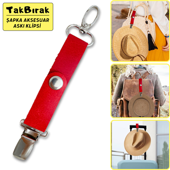 TakBırak Şapka & Aksesuar Askı Klipsi, Hakiki Deri & Metal Aparat Valiz Çanta Askısı Aksesuarı