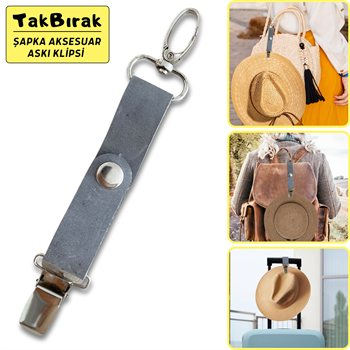 TakBırak Şapka & Aksesuar Askı Klipsi, Hakiki Deri & Metal Aparat Valiz Çanta Askısı Aksesuarı
