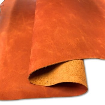 Tiana Crazy Deri Turuncu- 1.2-1.4 mm, Deri Hobi İçin Crazy Deri Hakiki Deri Parçası