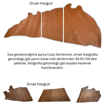 Tiana Crazy Deri Turuncu- 1.2-1.4 mm, Deri Hobi İçin Crazy Deri Hakiki Deri Parçası