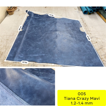 Tiana Crazy Mavi Parça Deri No: 05 Deri Hobi İçin Hakiki Deri