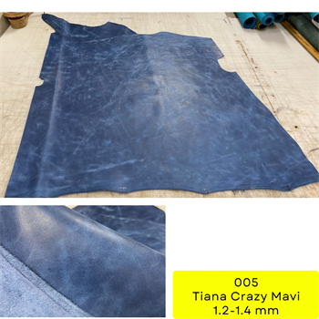 Tiana Crazy Mavi Parça Deri No: 05 Deri Hobi İçin Hakiki Deri