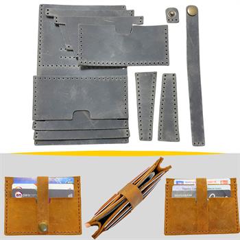 Tuna Kemerli 6lı Kartlık Hakiki Deri Cüzdan Kendin Yap Seti, Diy Parça Deri Hobi Kit