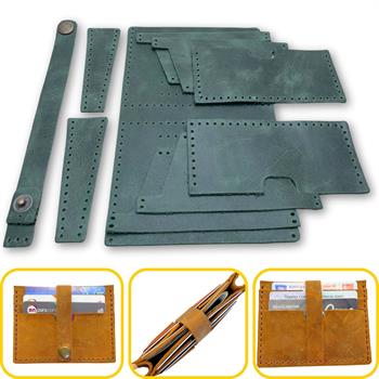 Tuna Kemerli 6lı Kartlık Hakiki Deri Cüzdan Kendin Yap Seti, Diy Parça Deri Hobi Kit