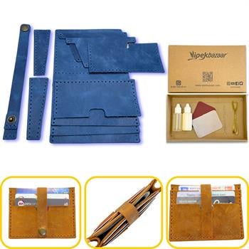 Tuna Kemerli 6lı Kartlık Hakiki Deri Cüzdan Kendin Yap Seti, Diy Parça Deri Hobi Kit