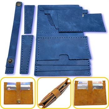 Tuna Kemerli 6lı Kartlık Hakiki Deri Cüzdan Kendin Yap Seti, Diy Parça Deri Hobi Kit