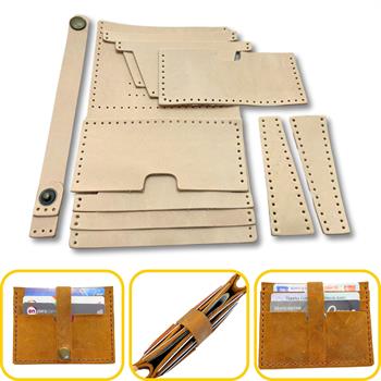 Tuna Kemerli 6lı Kartlık Hakiki Deri Cüzdan Kendin Yap Seti, Diy Parça Deri Hobi Kit