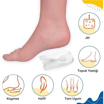 U Dizayn Jel Topuk Destek Bandı, Yapışkanlı Kaydırmaz Topuk Dikeni Ayakkabı Tabanlığı