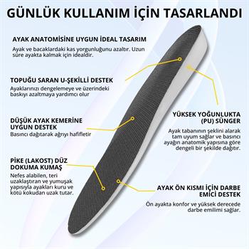 Tam Ortopedik Darbe Emici Spor İç Tabanlık, Koşu, Yürüyüş ve İş İçin Rahat Ayakkabı Tabanı, Siyah