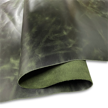 Verona Crazy Deri Olive 1.4-1.6 mm, Deri Hobi Uğraşı İçin Parlak Hakiki Parça Deri 