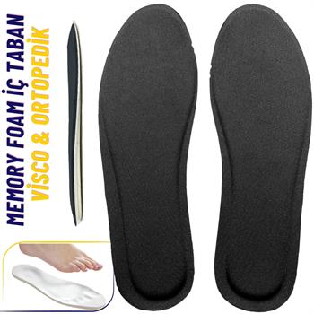 Visco Konfor Ortopedik Ayakkabı Tabanlık, Memory Foam Yumuşak Spor  Ayakkabı Tabanı Insole, Siyah 