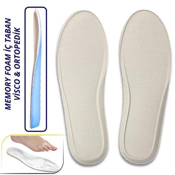 Visco Konfor Ortopedik Ayakkabı Tabanlık, Memory Foam Yumuşak Spor  Ayakkabı Tabanı Insole, Gri