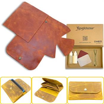 ZEUGMA Körüklü Hakiki Deri Kadın Cüzdan Kendin Yap Seti