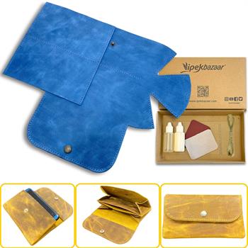 ZEUGMA Körüklü Hakiki Deri Kadın Cüzdan Kendin Yap Seti