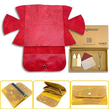 ZEUGMA Körüklü Hakiki Deri Kadın Cüzdan Kendin Yap Seti