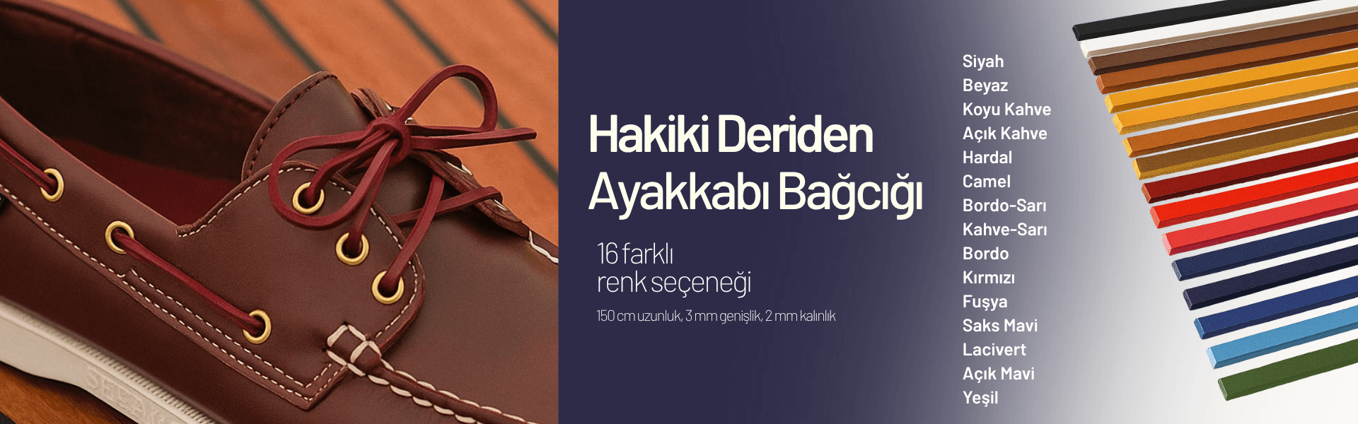 Hakiki Deriden Ayakkabı Bağcığı