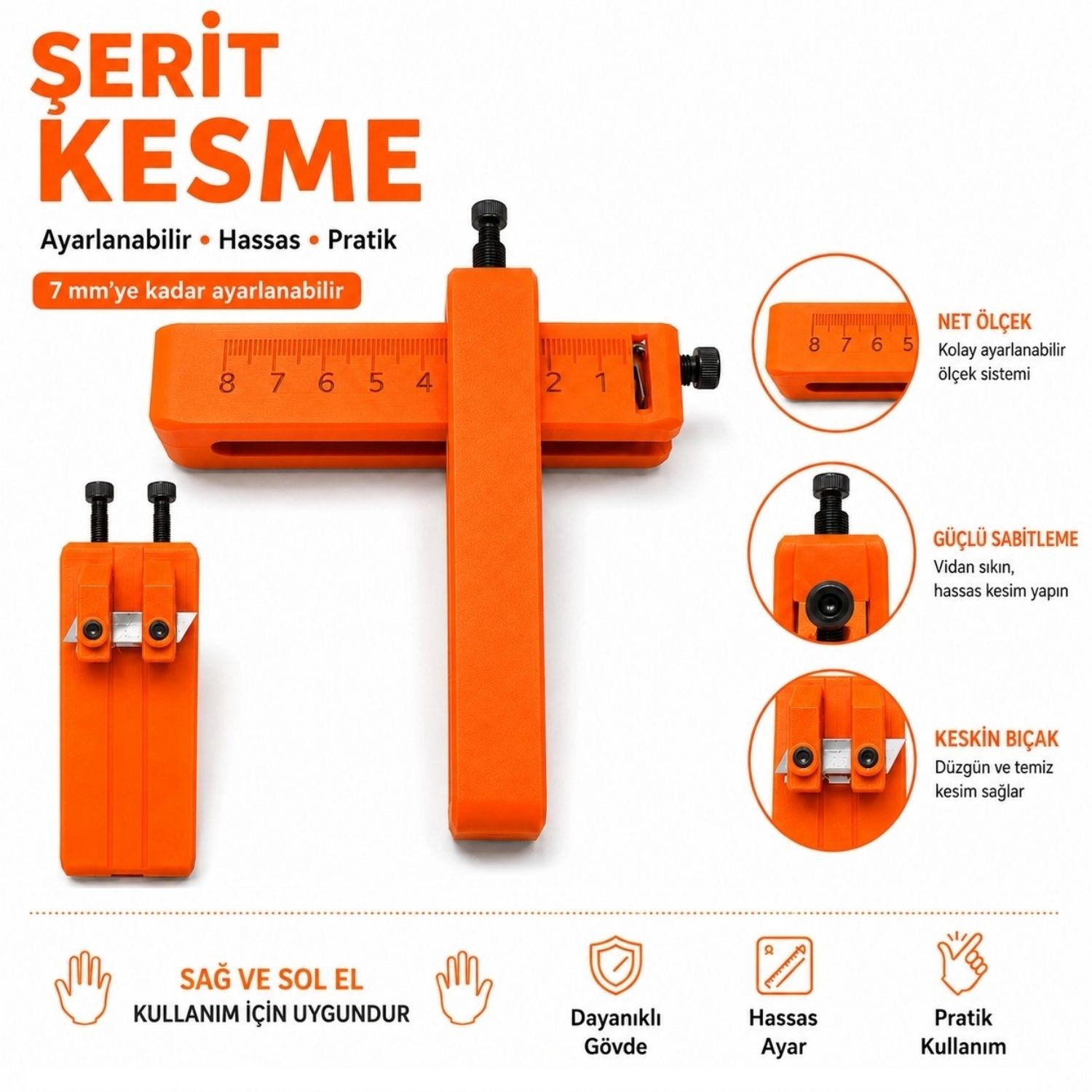 3D Deri Hobi Şerit Kesme Bıçağı, 0-6 cm Genişlik Şerit Kemer Askı Kesme Deri El Aleti 1 Adet