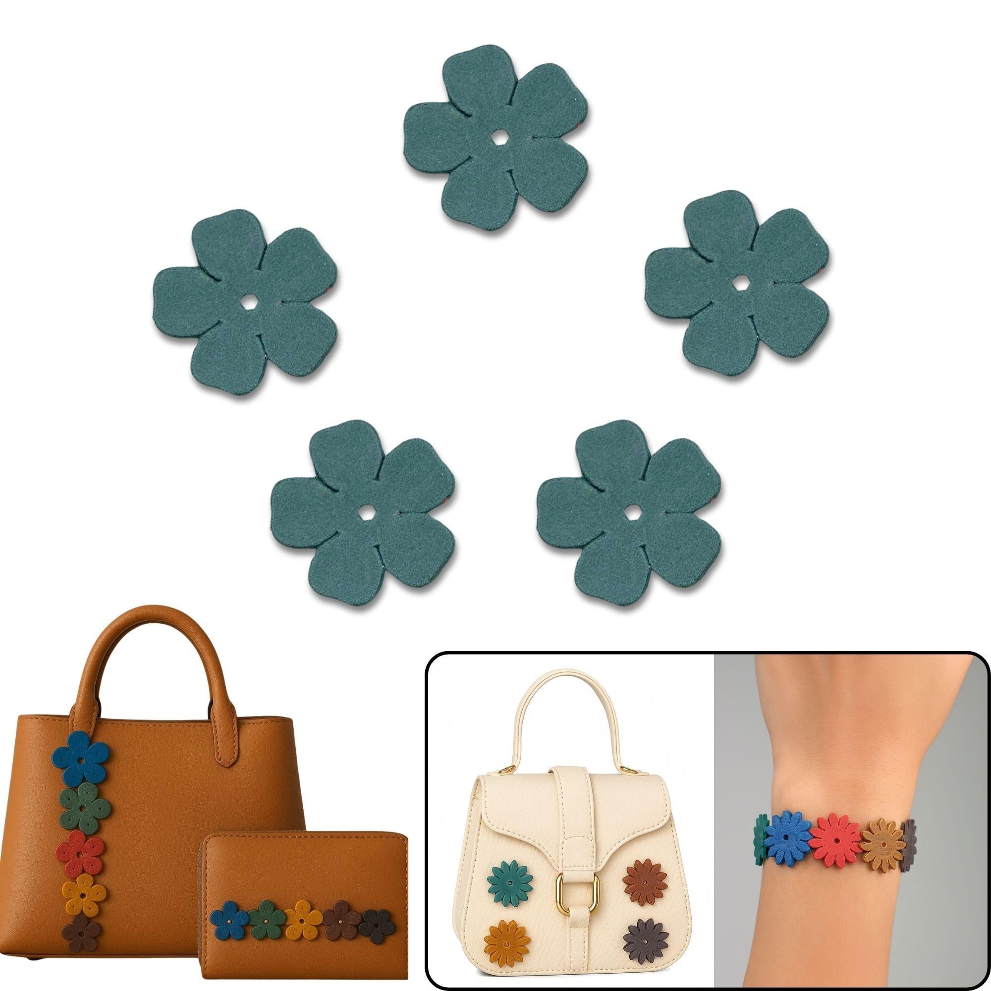 5 Adet Yonca Deri Süs Aksesuar, Deri Hobi Çanta Cüzdan Bileklik Detay Deri Parçası, 22 mm