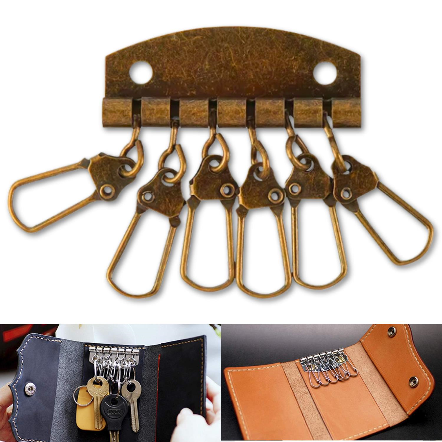 6 Kancalı Metal Anahtarlık Tokası, Diy Kendin Yap Anahtarlık Aksesuarı, Antik, 1 Adet