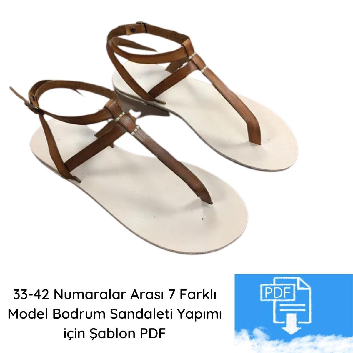 7 Farklı Model Bodrum Sandaleti Yapımı için Şablon PDF, No:33-42