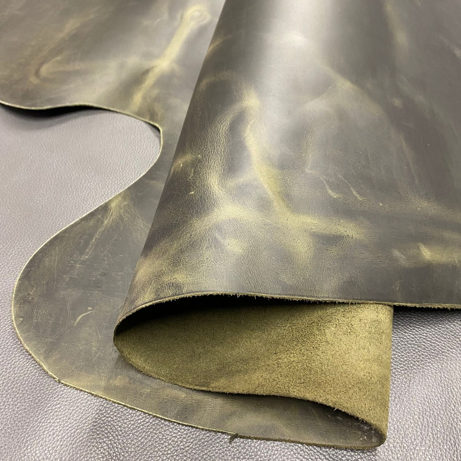 Crazy Deri Olive-1.6 mm, Deri Hobi Uğraşı İçin Hakiki Parça Deri 