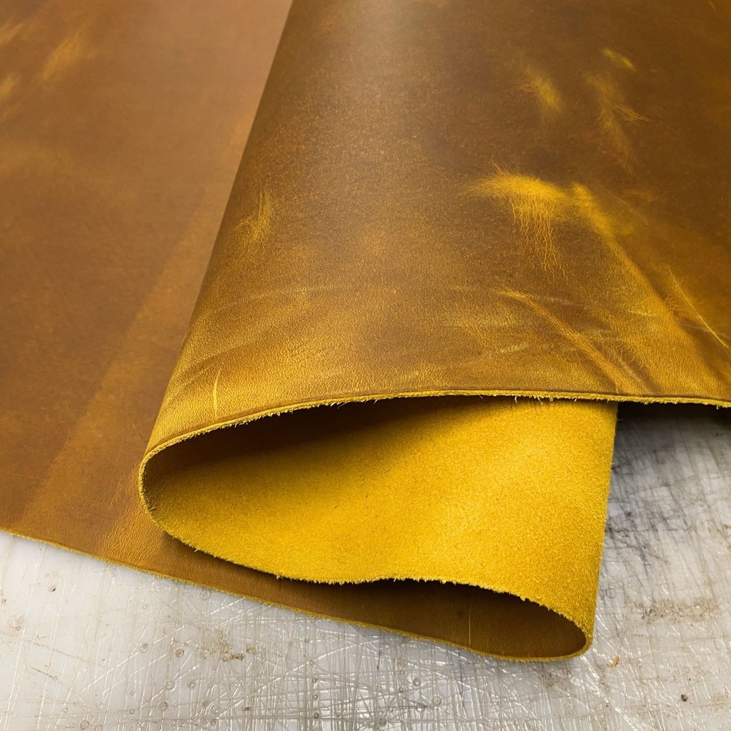 Crazy Deri Sarı-1.6 mm, Deri Hobi Uğraşı İçin Hakiki Parça Deri 