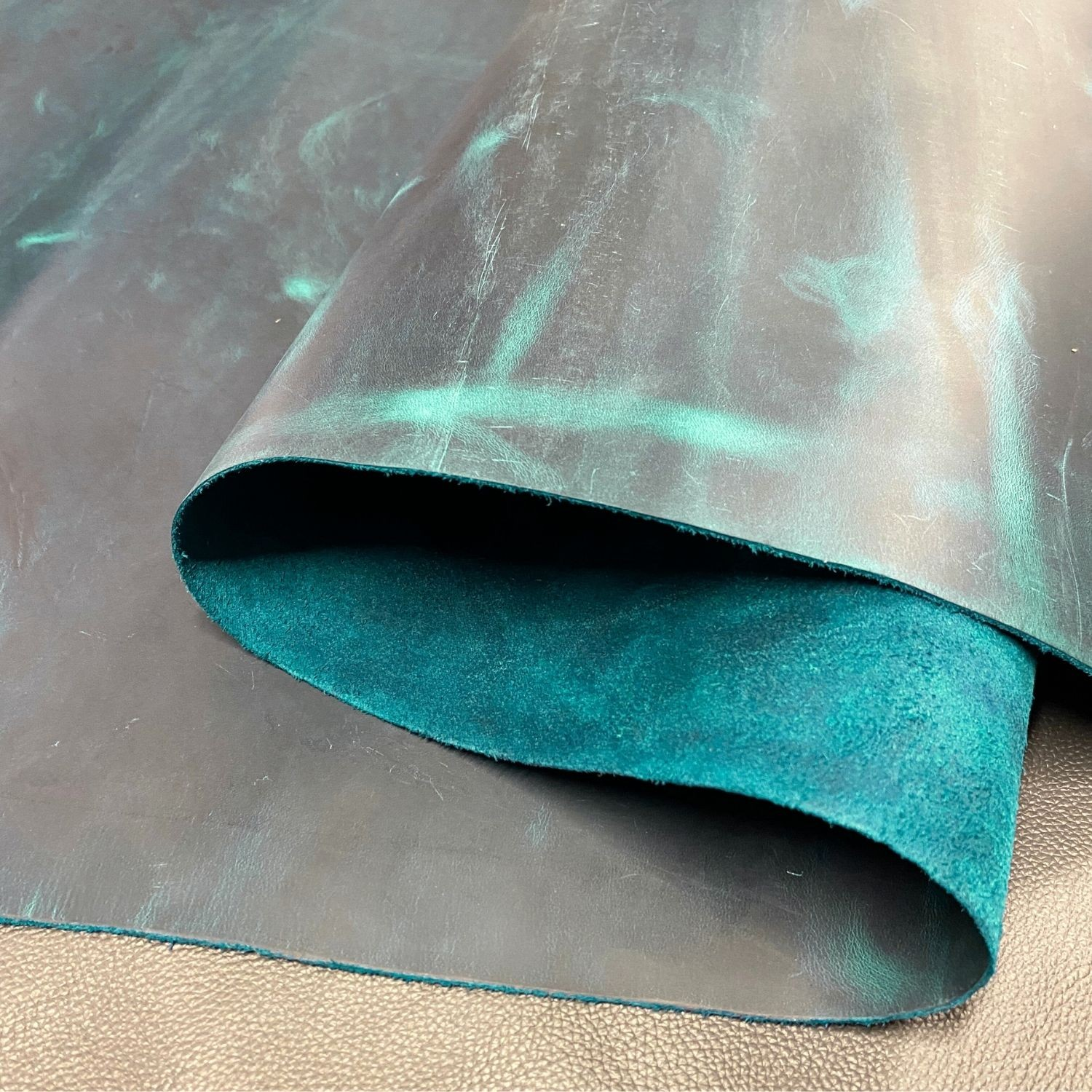 Crazy Deri Turkuaz-1.6 mm, Deri Hobi Uğraşı İçin Hakiki Parça Deri 