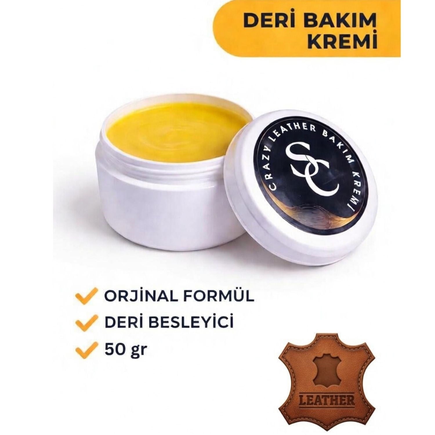 Crazy Leather Bakım Kremi, Doğal Deri Besleyici, Koruyucu ve Su Itici Krem 35 gr