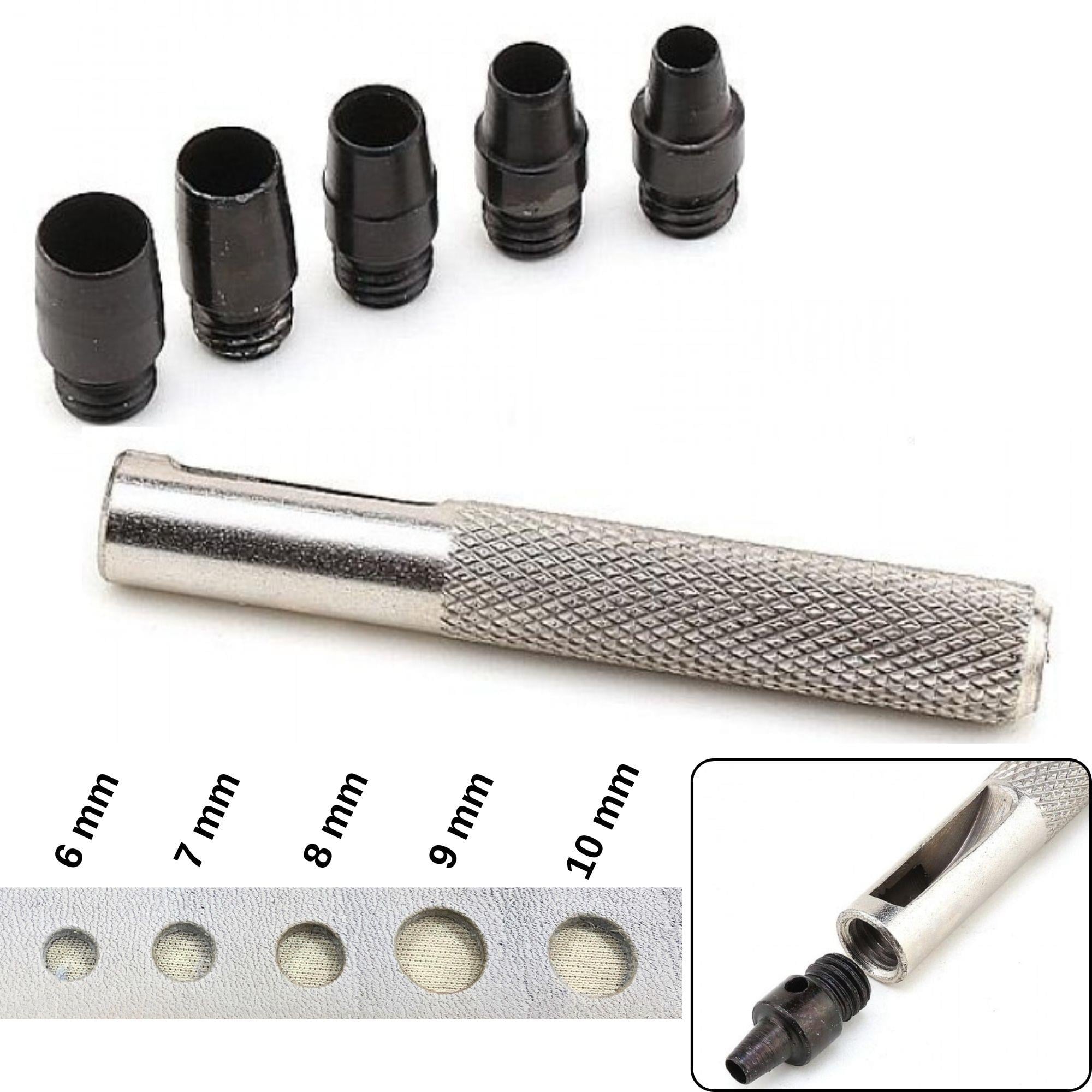 Delik Açma Zımba Set S02, 6 Parça, (6mm-7mm-8mm-9mm-10mm), Deri Hobi El Aleti