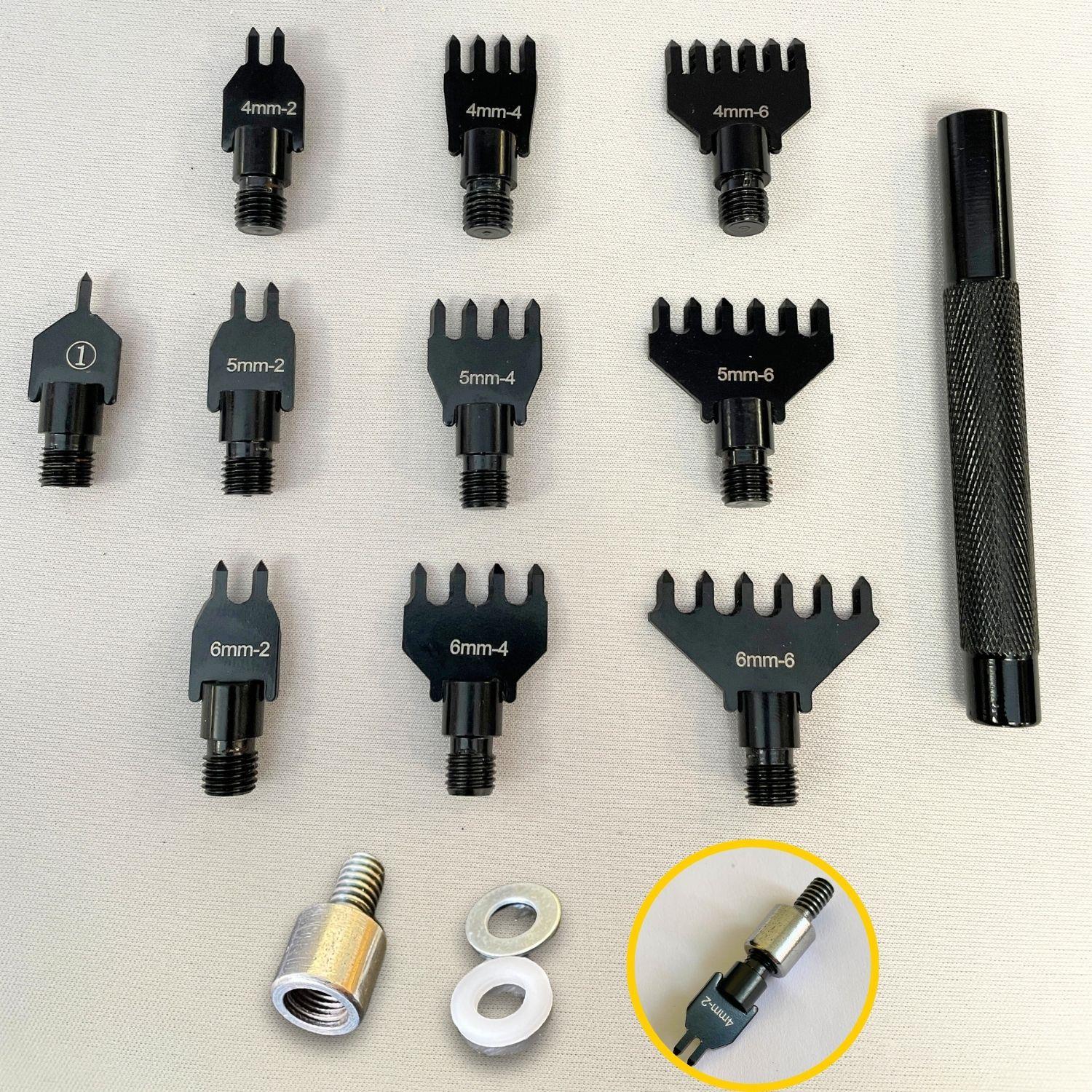 Deri Hobi 10'lu Vidalı Zımba Set (Tekli, 2'li, 4'lü, 6'lı),  4-5-6 mm Aralıklı Deri El Aleti 