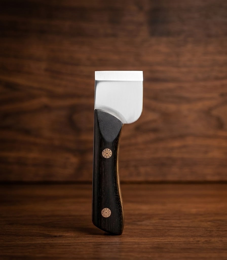 Deri Kesme Bıçağı Paslanmaz Çelik Ahşap Saplı Spatula 4cm Düz