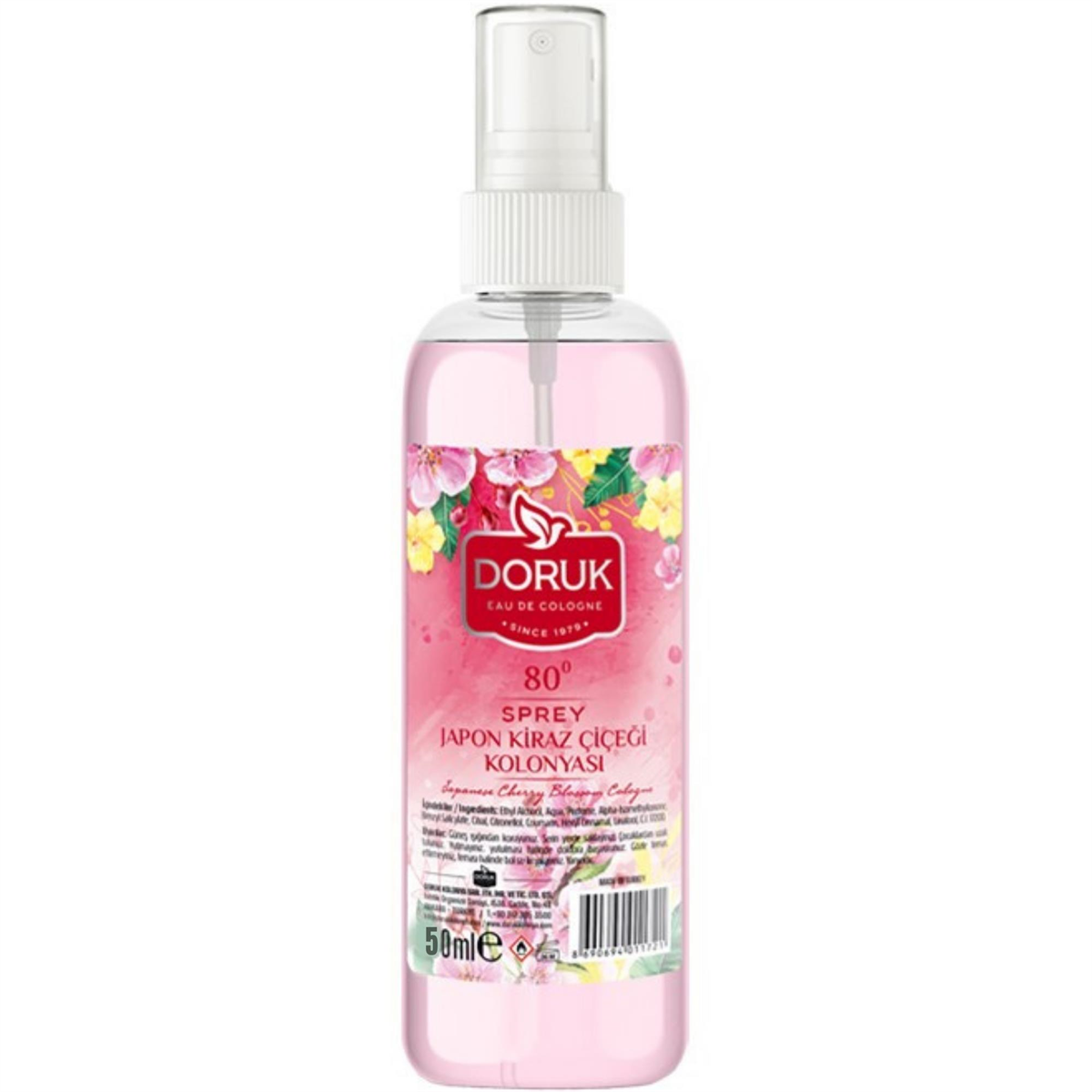 Doruk Sprey Japon Kiraz Çiçeği Kolonyası 80° 50 ml Mini Cep Çanta Kolonya