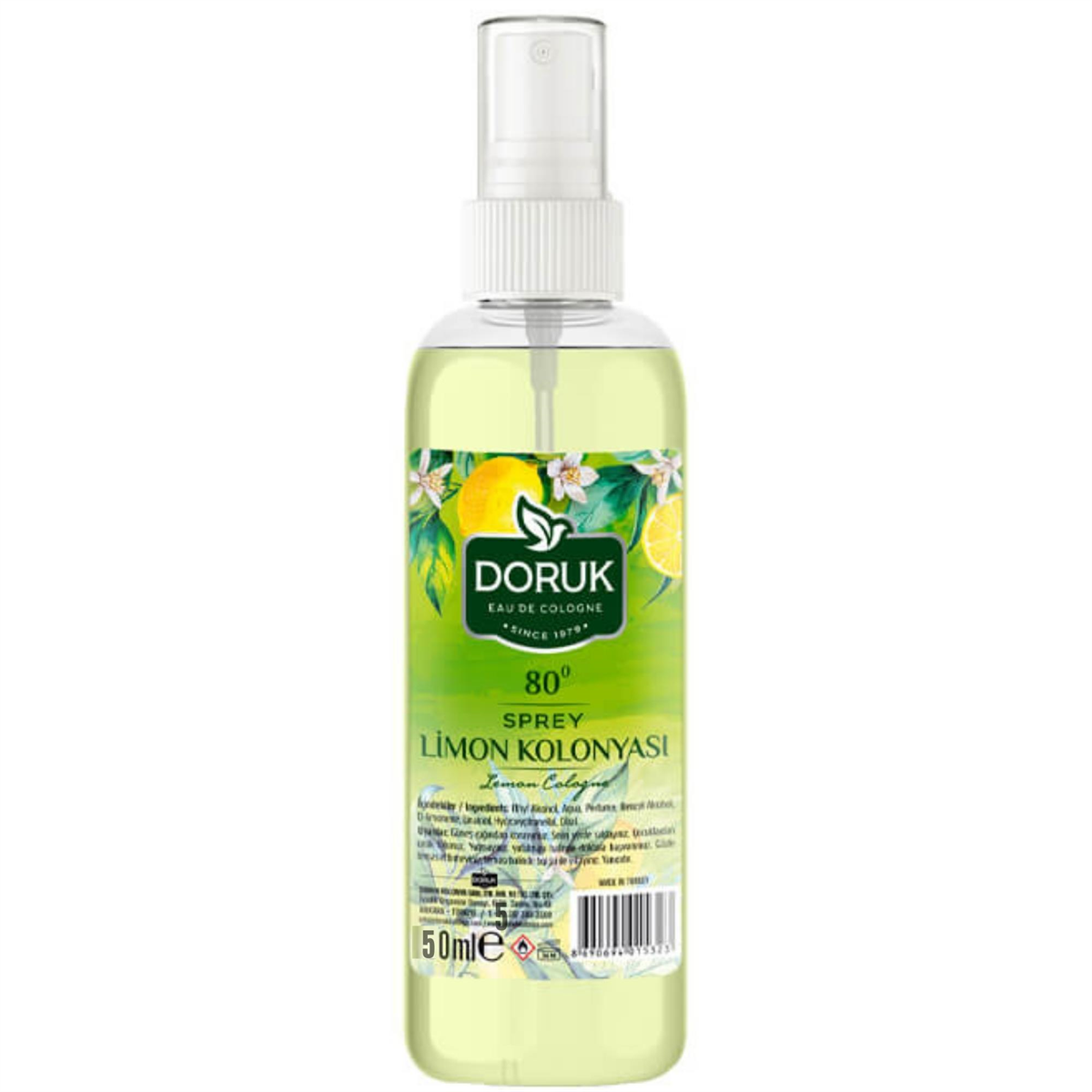 Doruk Sprey Limon Kolonyası 80° 50 ml Mini Cep Çanta Kolonya