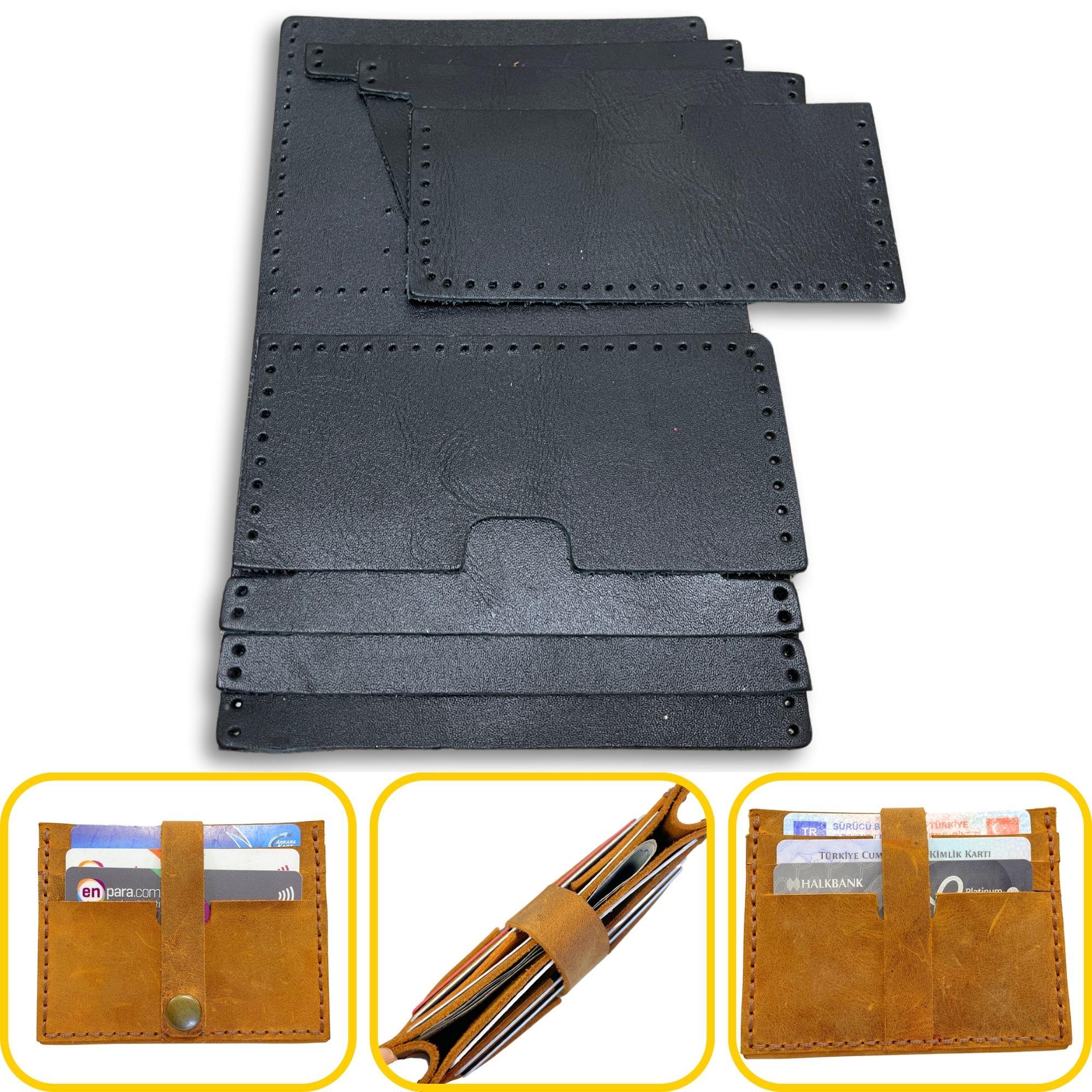 Nil 6'lı Kartlık Hakiki Deri Cüzdan Kendin Yap Seti, Diy Parça Deri Hobi Kit