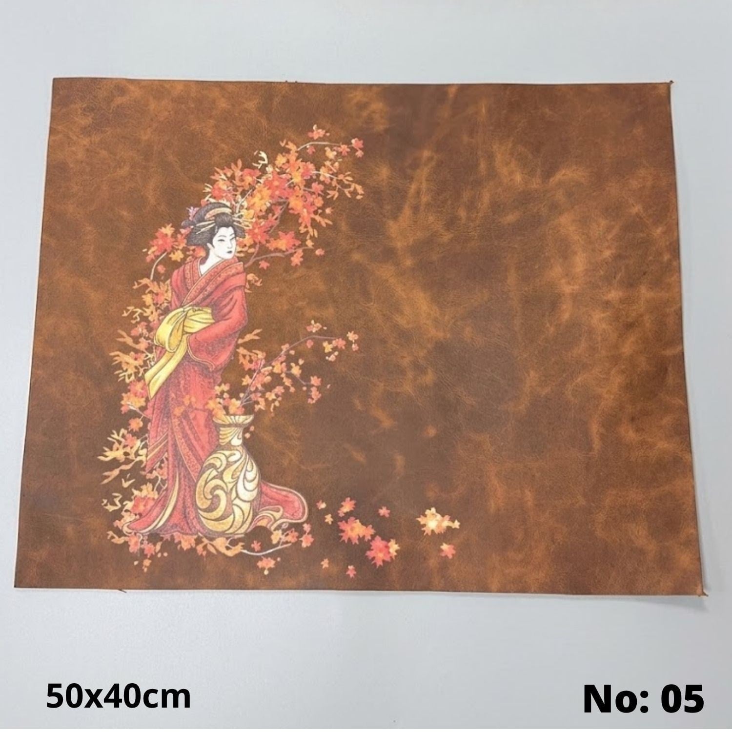 No:05 Özel Desen Baskılı Hakiki Deri Parça (50x40 cm, 1.4-1.6mm) - Hobi ve Craft Derisi
