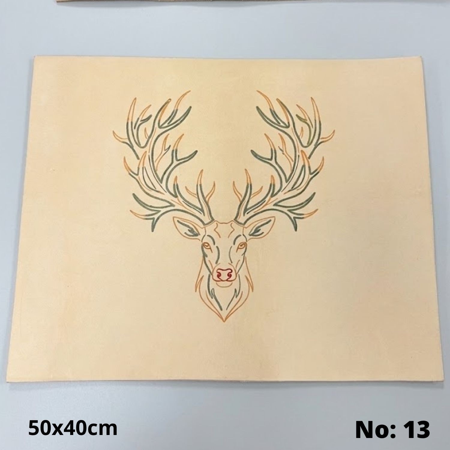 No:13 Özel Desen Baskılı Hakiki Deri Parça (50x40 cm, 1.4-1.6mm) - Hobi ve Craft Derisi